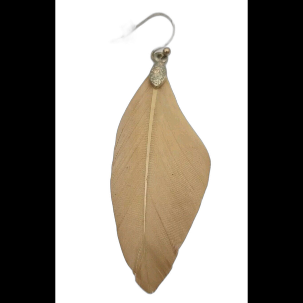 1 Brown Feather Earring 2 1/4 Inches Long #JO14